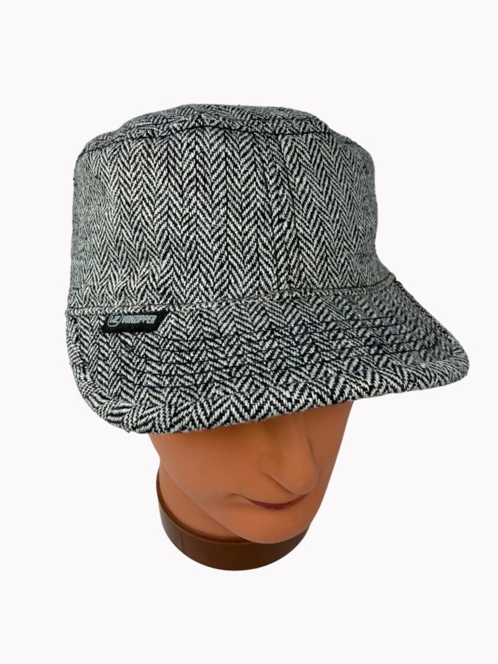 Vonzipper L / XL Herringbone Wool Blend Military Hat Black White AS IS